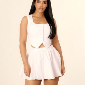#434 White Skirt 2 piece set